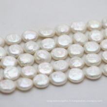 Couche baroque blanche de 13-14mm en perles de perles cultivées (E190023)